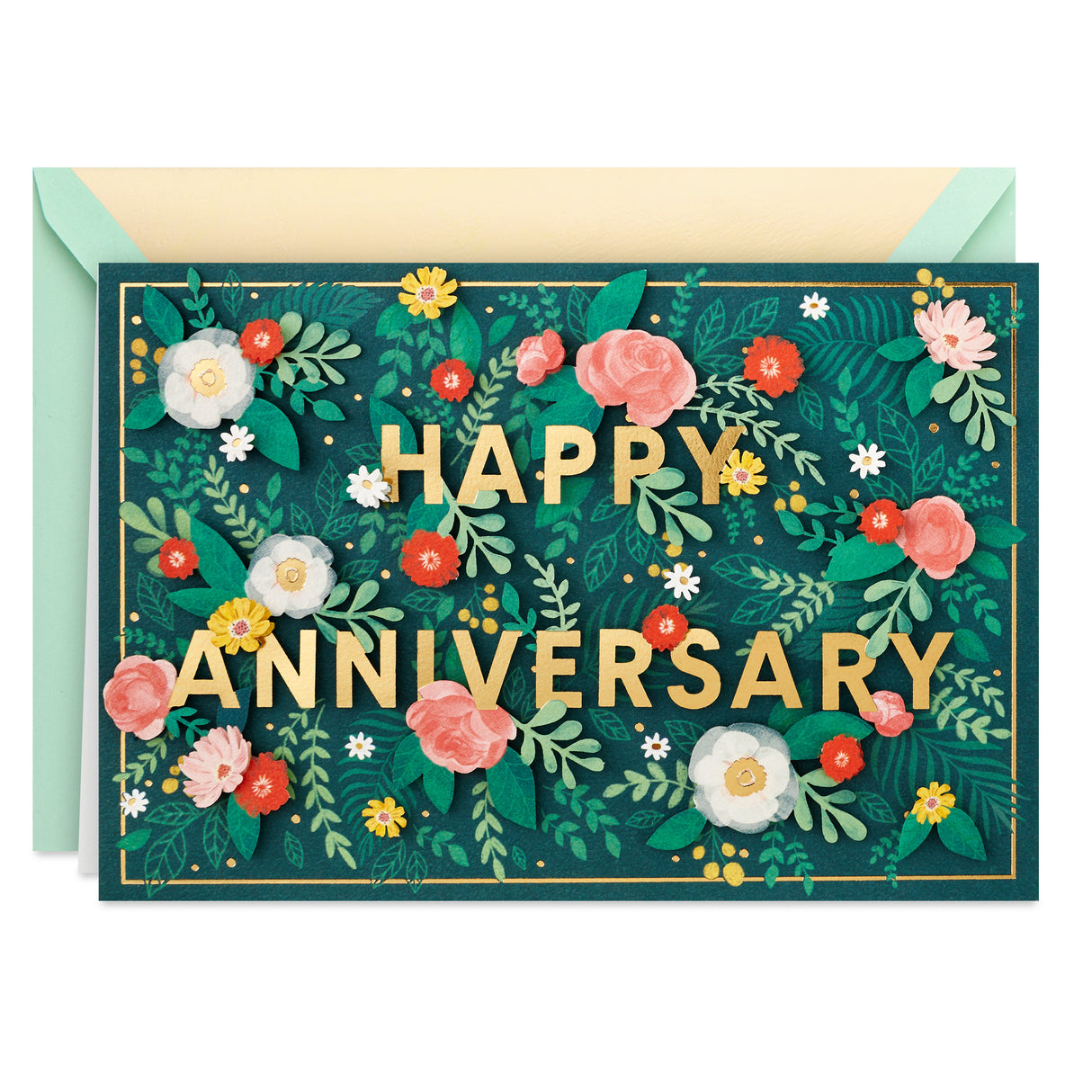 Hallmark Signature Anniversary Card for Husband, Wife, Boyfriend, Girlfriend (Flowers)