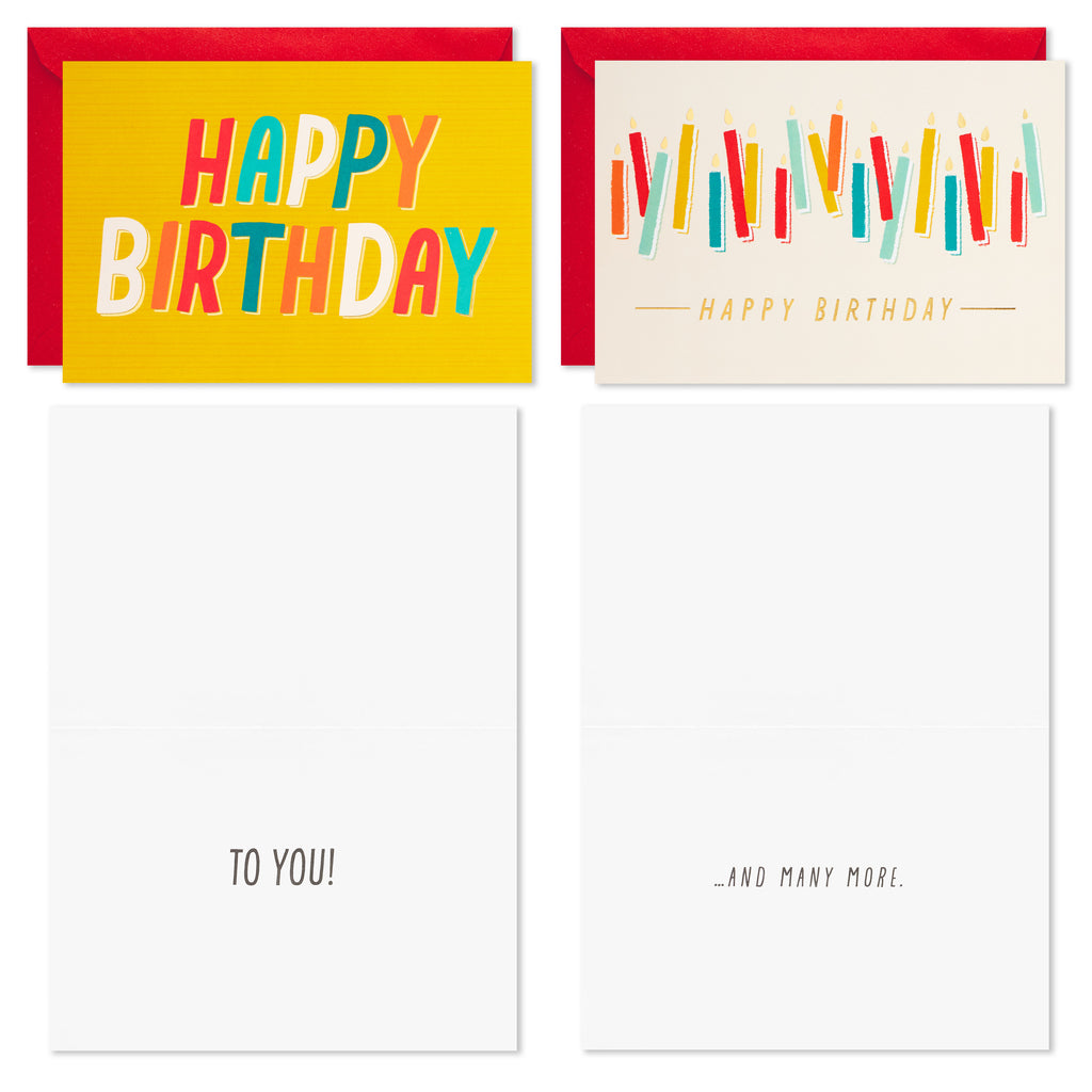 Birthday Cards Assortment, 16 Cards with Envelopes (Make a Wish)