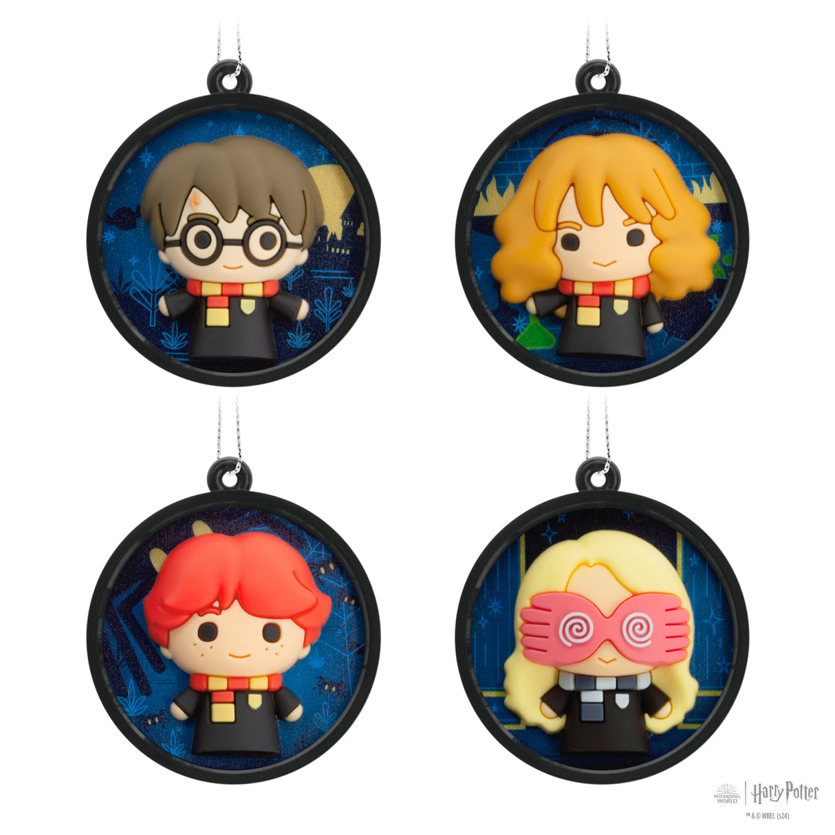 Harry Potter Scenes Mini Christmas Ornaments, Shatterproof, Set of 4