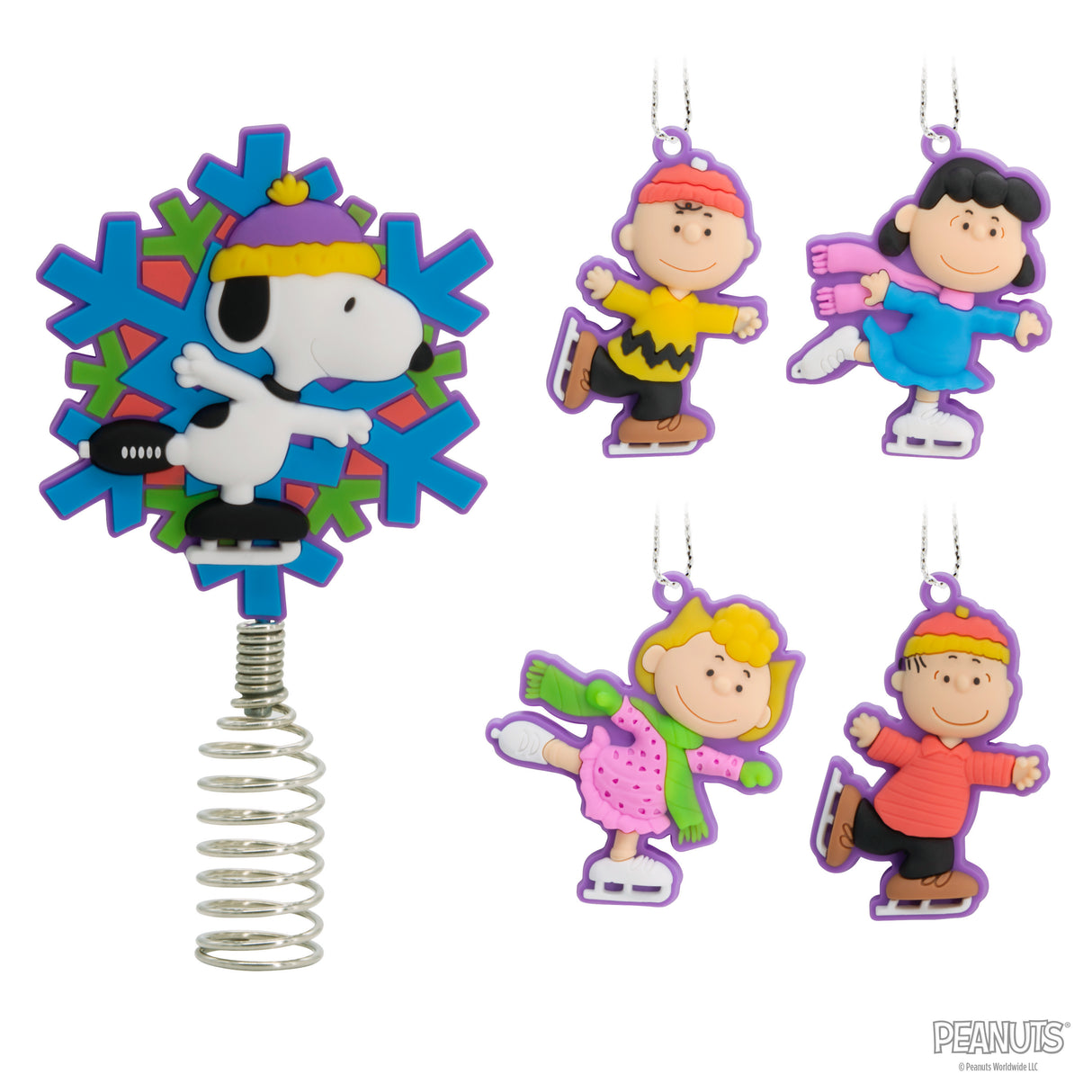 Peanuts Mini Christmas Tree Topper and Ornaments, Set of 5