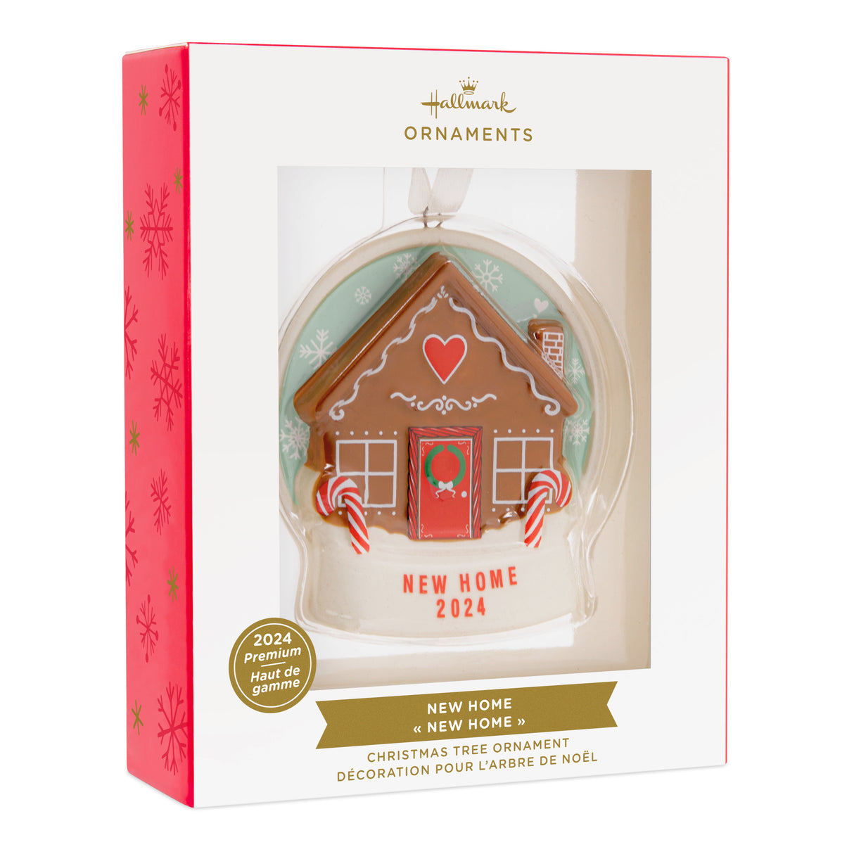 Gingerbread Snow Globe New Home 2024 Christmas Ornament, Ceramic