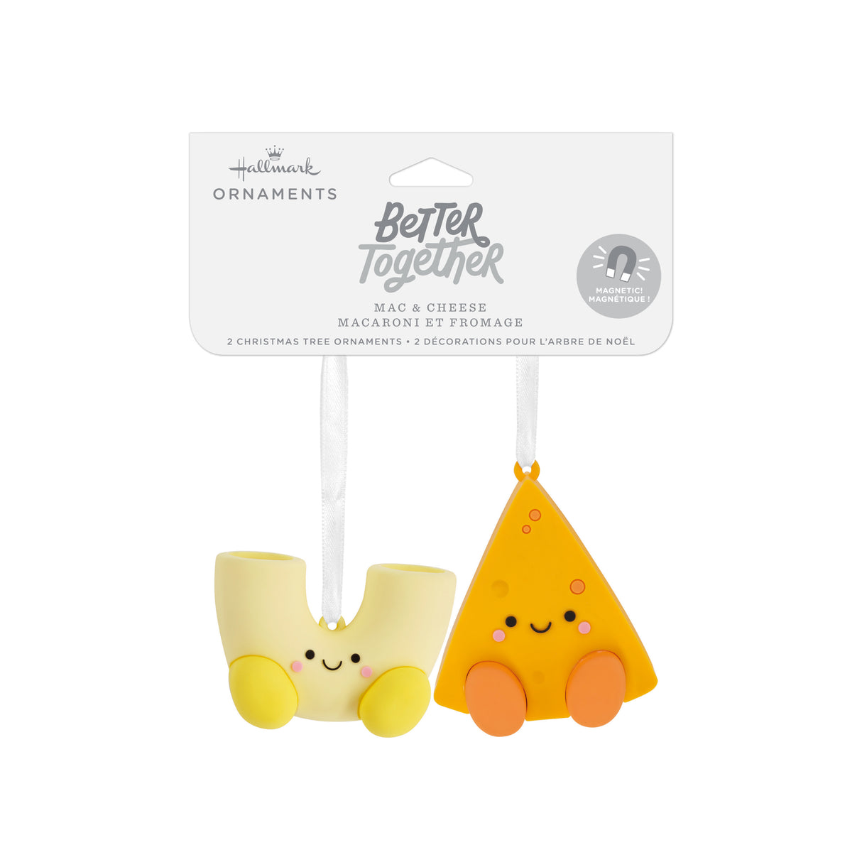 Better Together Mac and Cheese Magnetic Christmas Ornaments, Set of 2, Shatterproof