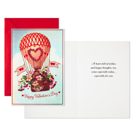 Hallmark Pack of Valentines Day Cards, Vintage Hot Air Balloon (10 Valentine's Day Cards with Envelopes)