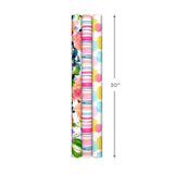 Hallmark All Occasion Reversible Wrapping Paper Bundle - Watercolor Flowers, Stripes, Balloons (3-Pack: 75 sq. ft. ttl.) for Birthdays, Weddings, Baby Showers, Bridal Showers, Valentine's Day and More