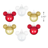 Keepsake Christmas Ornaments, Disney Mickey Mouse, Glass, Set of 6, Gifts for Disney Fans