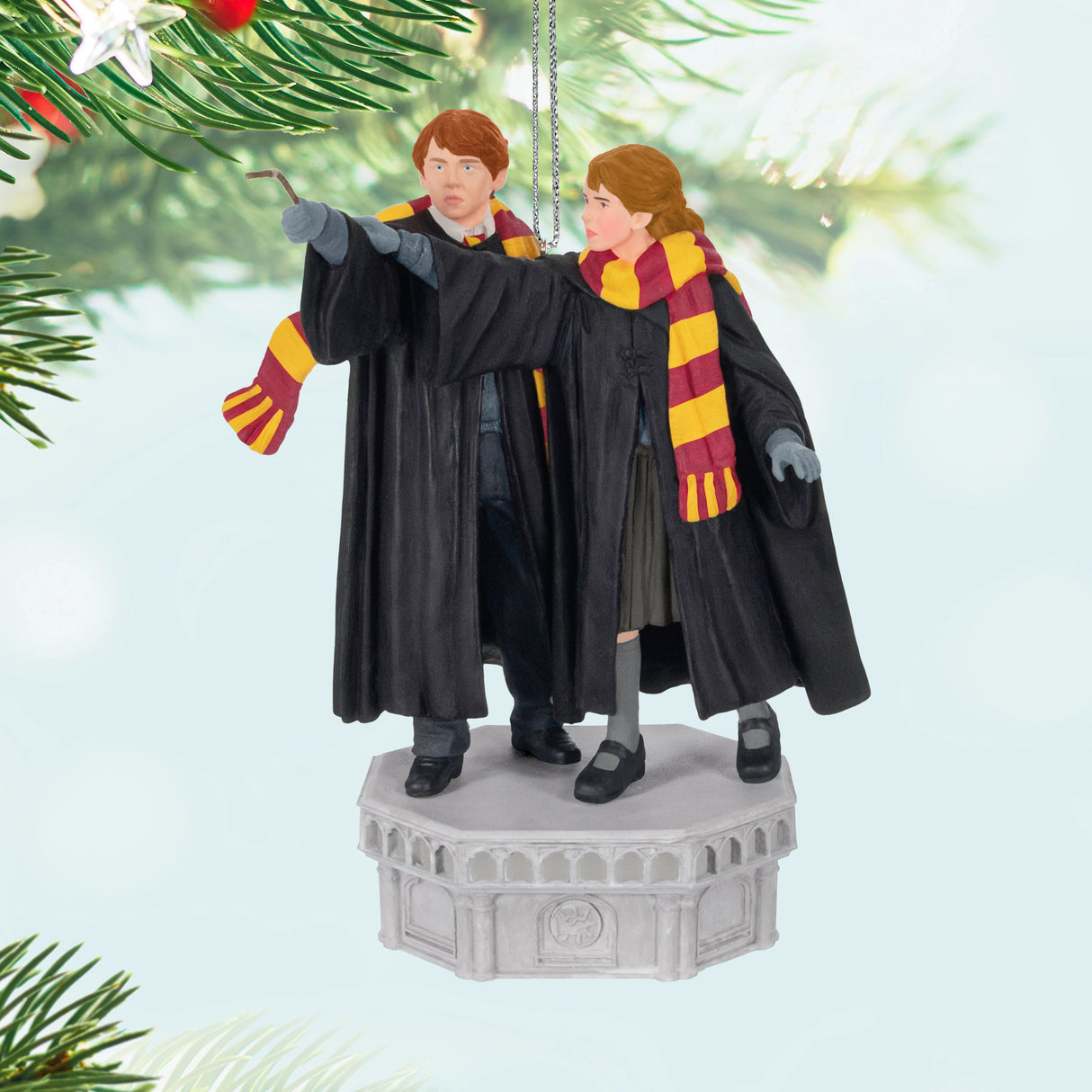 Keepsake Christmas Ornament, Harry Potter and the Chamber of Secrets Collection Ron Weasley and Hermione Granger With Light and Sound, Gifts for Harry Potter Fans