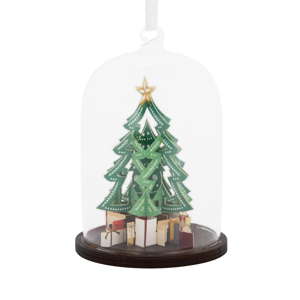 Christmas Tree in Glass Cloche Christmas Ornament