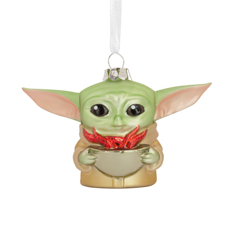 Star Wars: The Mandalorian Grogu Holding Cup Christmas Ornament, Blown Glass, May the 4th