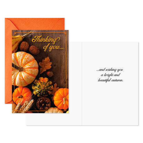 Hallmark Fall Thinking of You Cards (8 Cards with Envelopes) Pumpkins and Leaves