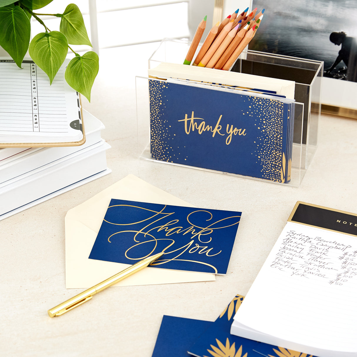 Thank You Cards Assortment, Gold and Navy (120 Thank You Notes with Envelopes for Wedding, Bridal Shower, Baby Shower, Business, Graduation)