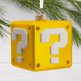 Nintendo Super Mario Question Block Christmas Ornament, Blown Glass