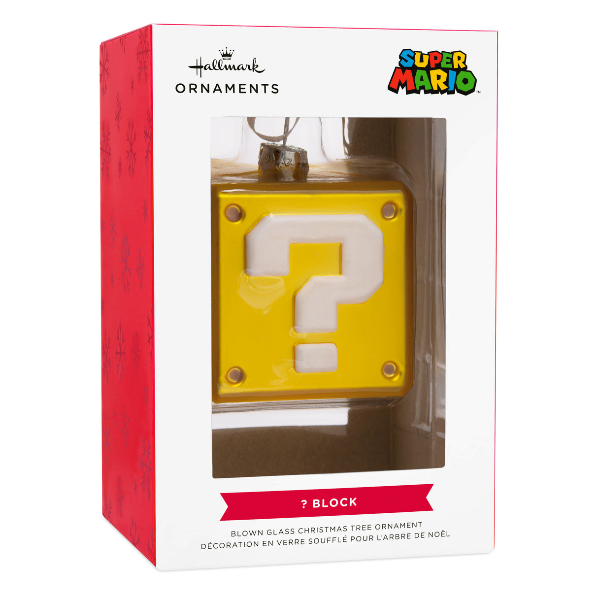 Nintendo Super Mario Question Block Christmas Ornament, Blown Glass