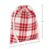 10" Drawstring Fabric Gift Bags (3 Plaid Bags: Red, Blue, Green) for Christmas, Hanukkah, Birthdays, Housewarming Gifts