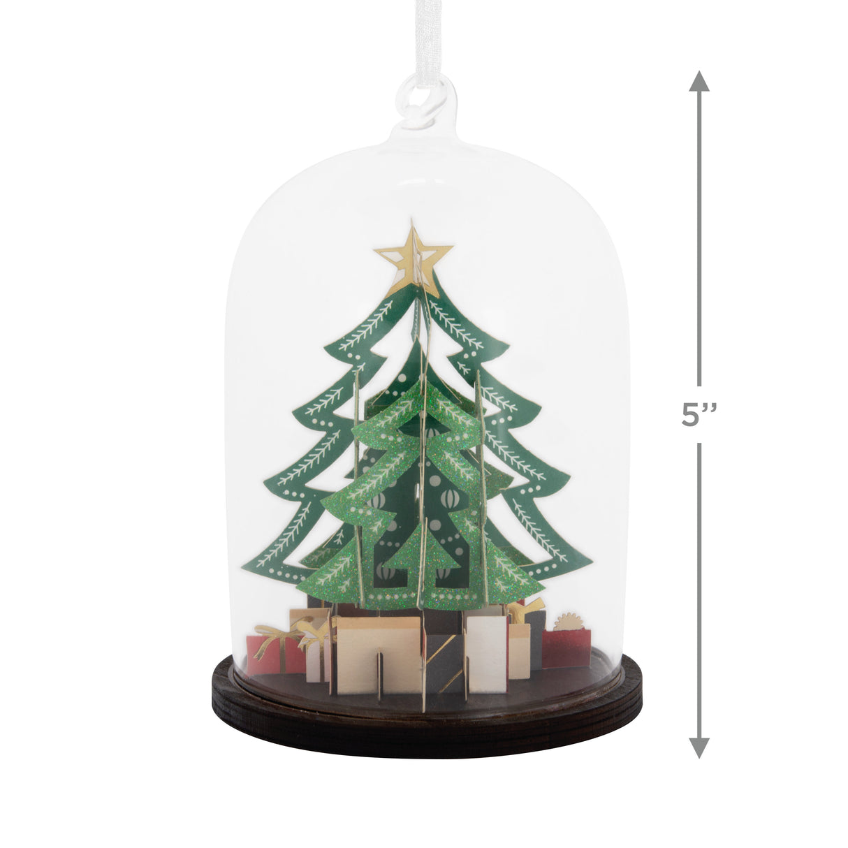 Christmas Tree in Glass Cloche Christmas Ornament