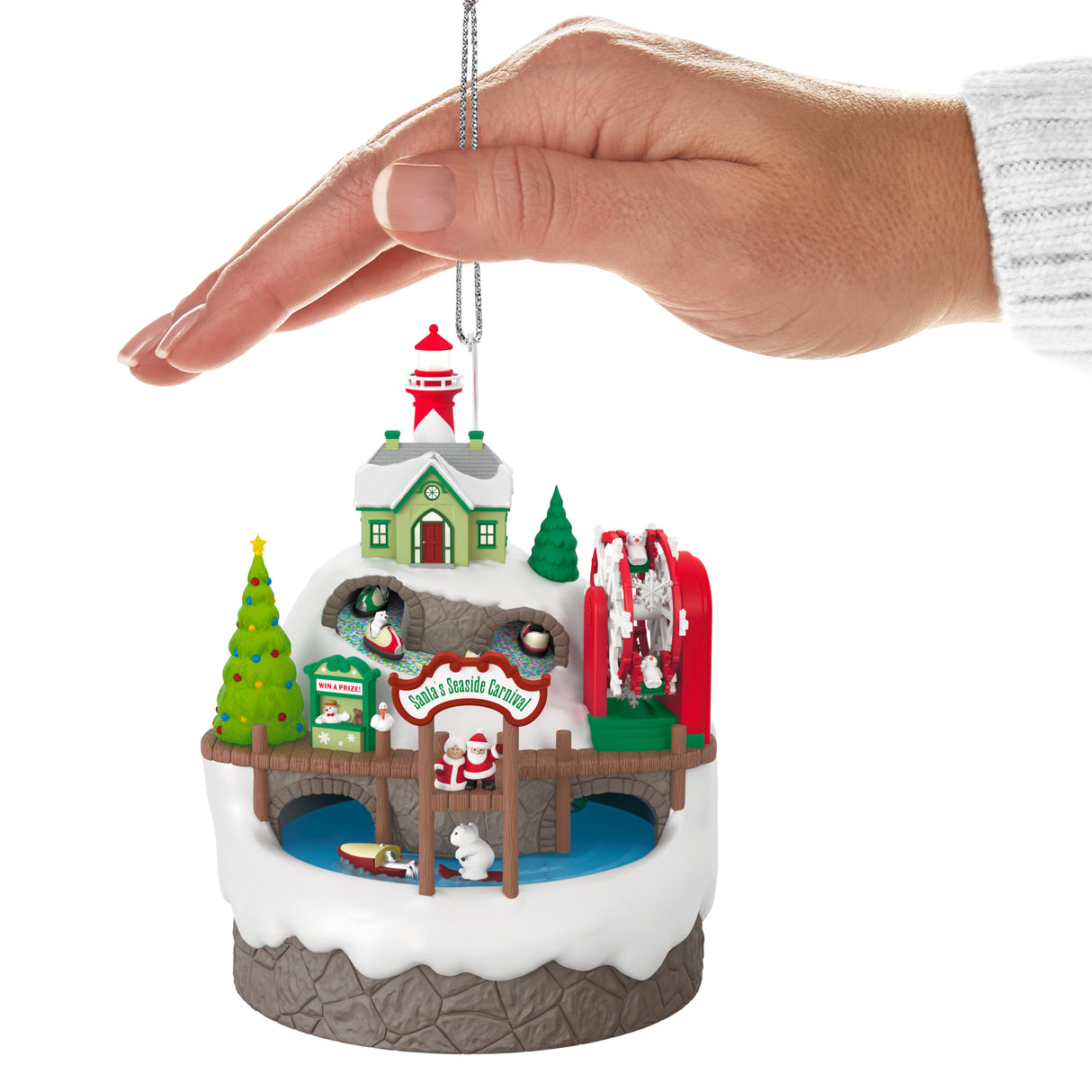 Keepsake Christmas Ornament 2024, Santa's Seaside Carnival Musical With Light and Motion, Santa Collectors Gifts