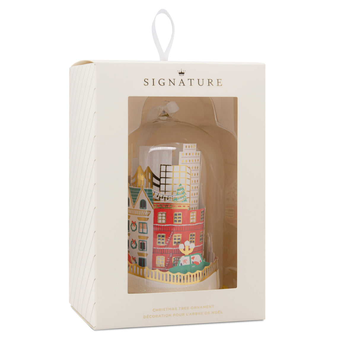 Signature City Scene in Glass Cloche Christmas Ornament