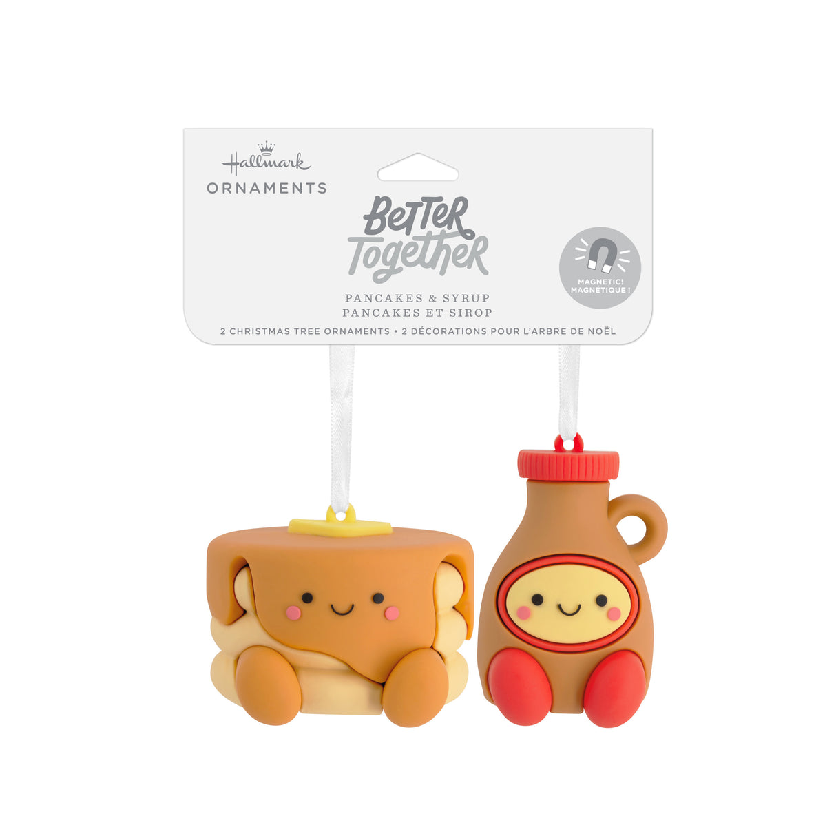 Better Together Pancakes and Syrup Magnetic Christmas Ornaments, Set of 2, Shatterproof