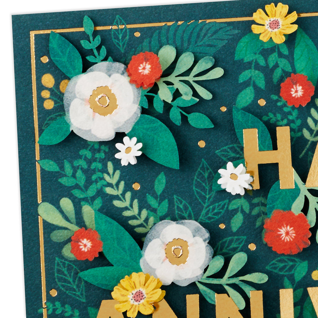 Hallmark Signature Anniversary Card for Husband, Wife, Boyfriend, Girlfriend (Flowers)