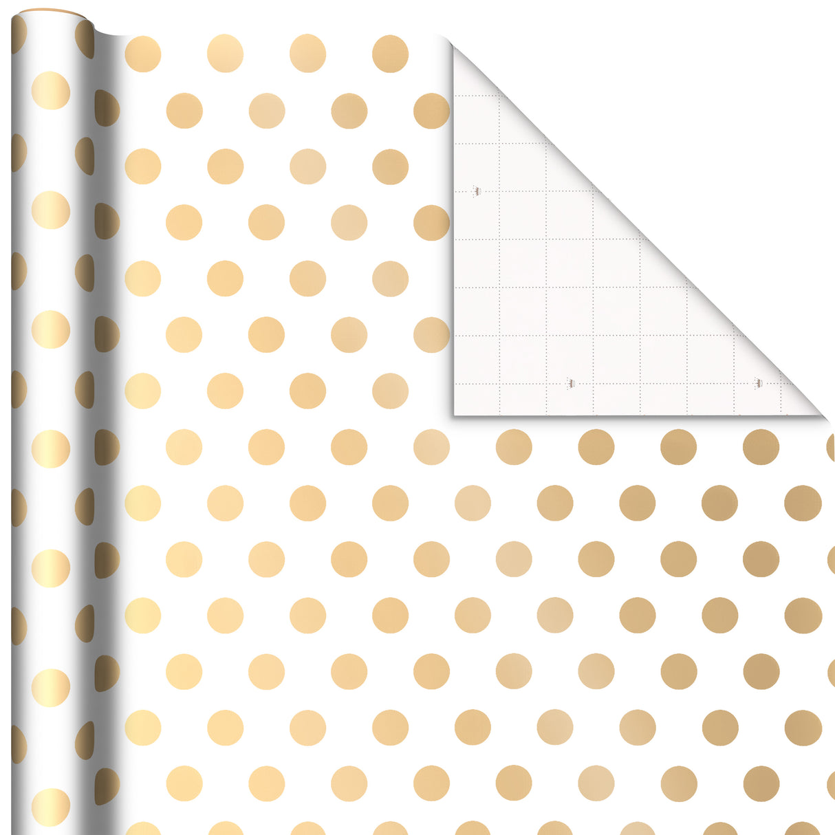 Hallmark All Occasion Wrapping Paper Bundle with Cut Lines on Reverse - White and Gold (3-Pack: 105 sq. ft. ttl.) for Birthdays, Weddings, Valentine's Day, Graduations, Engagements, Bridal Showers and More