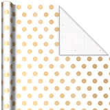 Hallmark All Occasion Wrapping Paper Bundle with Cut Lines on Reverse - White and Gold (3-Pack: 105 sq. ft. ttl.) for Birthdays, Weddings, Valentine's Day, Graduations, Engagements, Bridal Showers and More