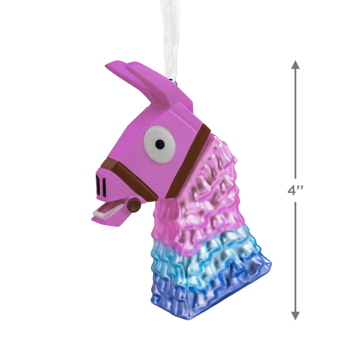 Fortnite Loot Llama Head Christmas Ornament, Blown Glass