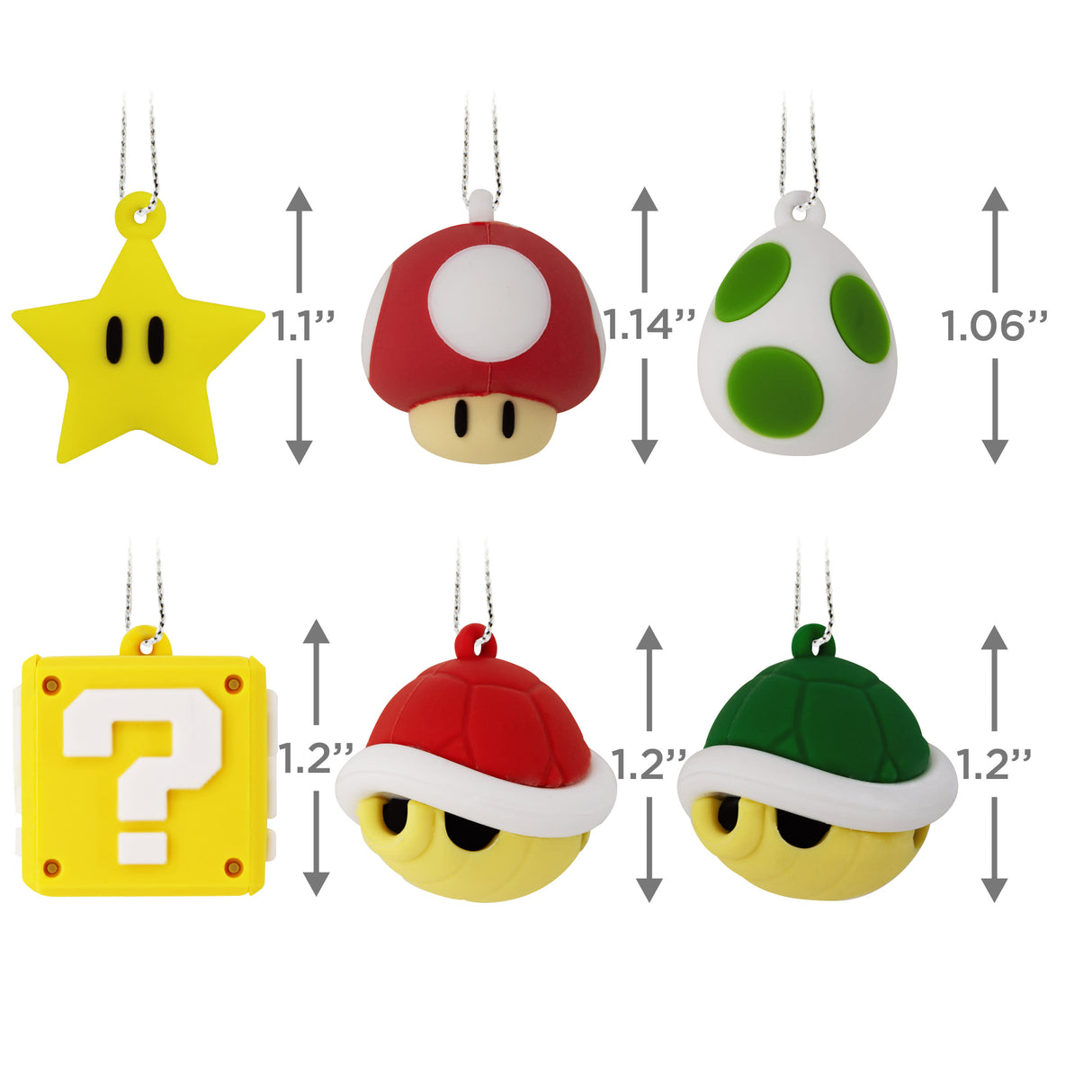 Nintendo Super Mario 1" Miniature Christmas Ornaments, Set of 6 Mini, Shatterproof