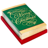 Boxed Christmas Cards, Green and Gold (40 Cards with Envelopes)