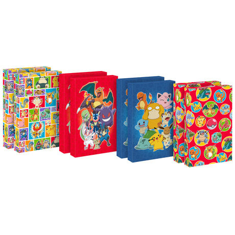 Hallmark 14" Medium Pokémon Gift Box Set (8 Boxes with Lids, 2 of 4 Designs) for Kids, Parties, Back to School, Christmas