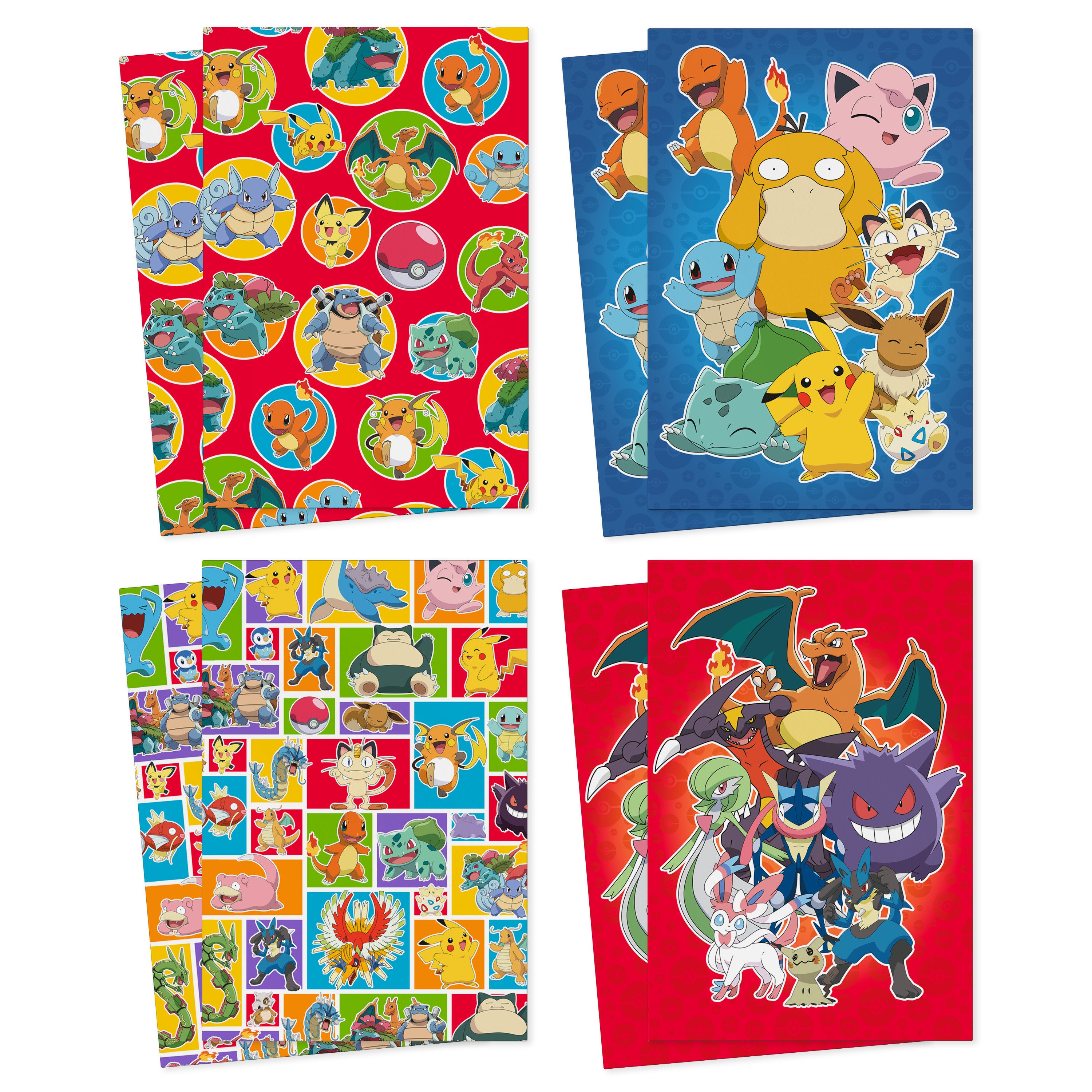 Hallmark 14" Medium Pokémon Gift Box Set (8 Boxes with Lids, 2 of 4 Designs) for Kids, Parties, Back to School, Christmas