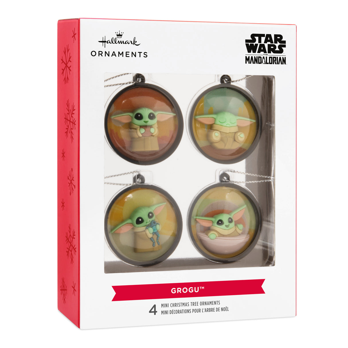 Star Wars: The Mandalorian Grogu Scenes Mini Christmas Ornaments, Shatterproof, Set of 4