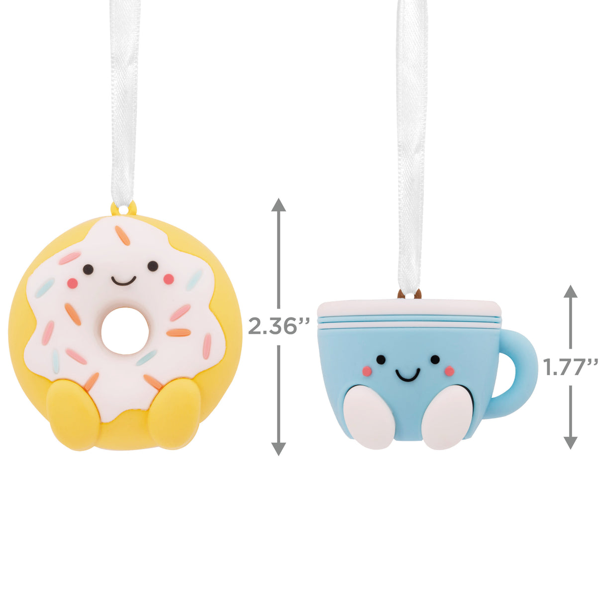 Better Together Coffee and Donut Magnetic Christmas Ornaments for Tree, Set of 2