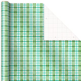 Christmas Wrapping Paper with Cut Lines on Reverse (3 Rolls: 120 sq. ft. ttl) Storybook Critters, Snowmen, Green and Blue Plaid