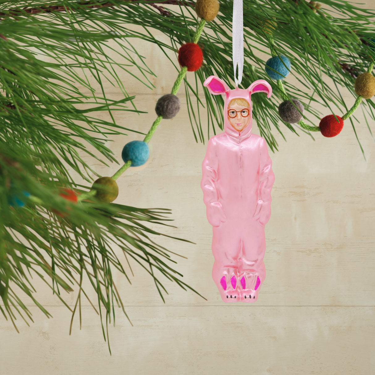 A Christmas Story Ralphie in Bunny Suit Christmas Ornament, Blown Glass