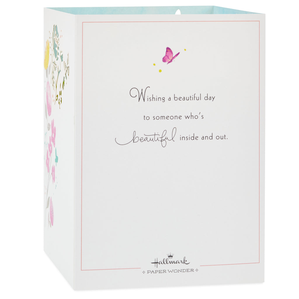 Paper Wonder Displayable Pop Up Birthday Card for Her (Beautiful Butterflies and Flowers)