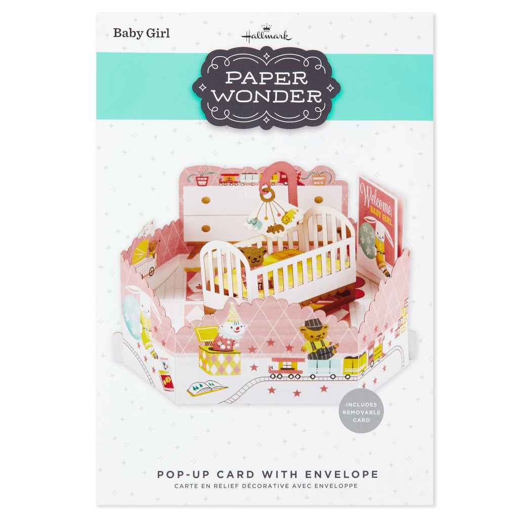 Paper Wonder Pop Up Baby Shower Card for Baby Girl (Nursery)