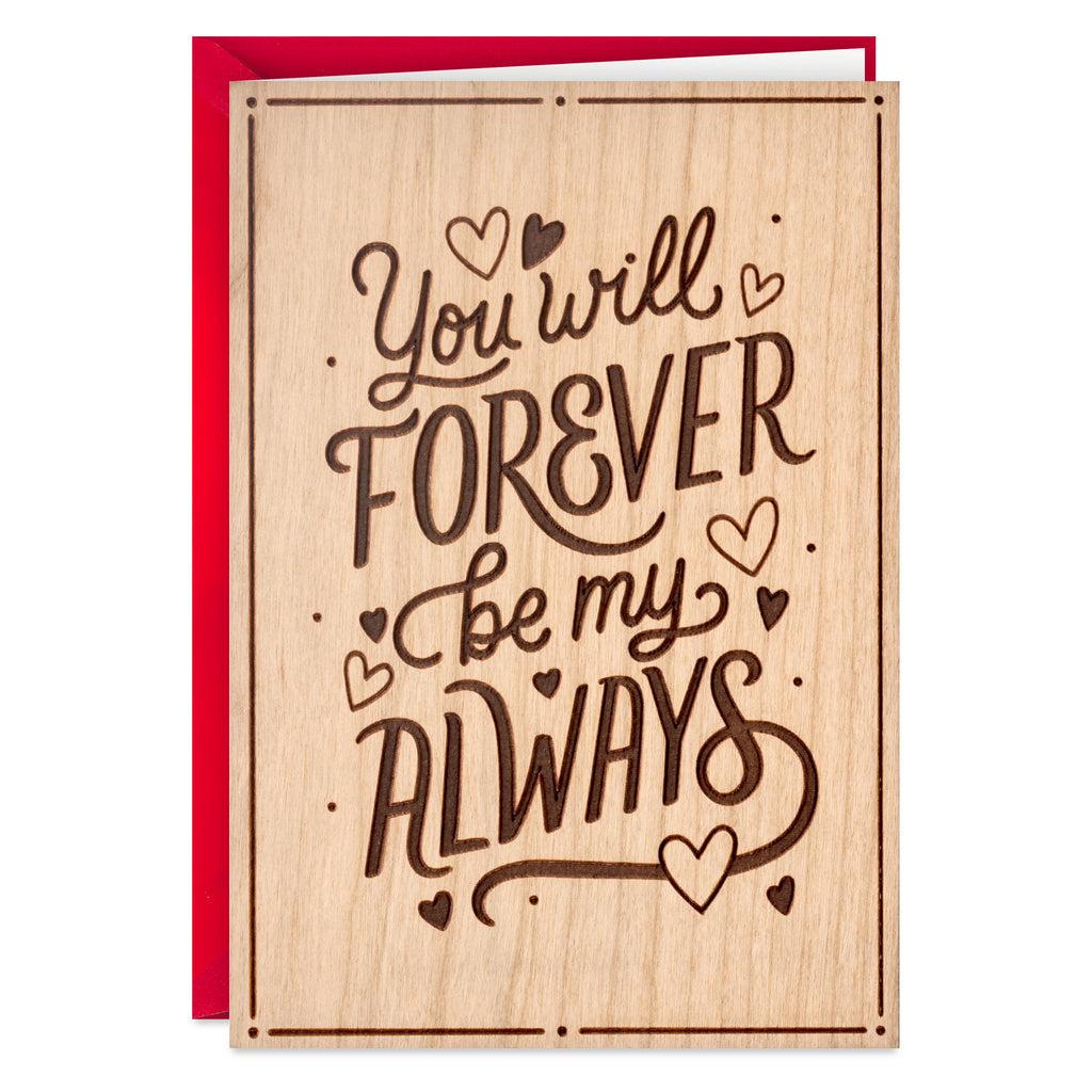 Signature Romantic Wood Anniversary Card, Love Card for Husband, Wife, Boyfriend, Girlfriend (Forever)