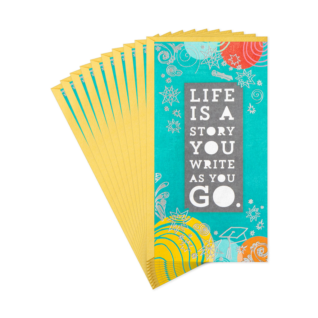 Pack of 1 Graduation Cards Money Holders or Gift Card Holders with Envelopes (Life is a Story)