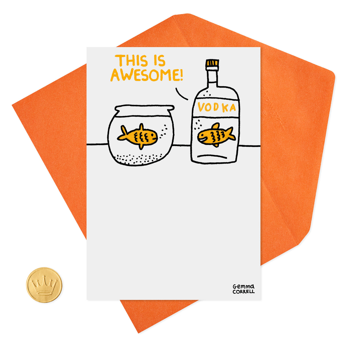 Shoebox Funny Birthday Card (Vodka Goldfish)