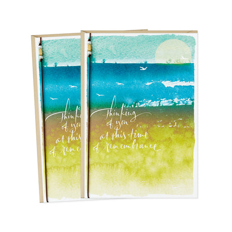  Pack of 2 Sympathy Cards (Seascape with Birds)