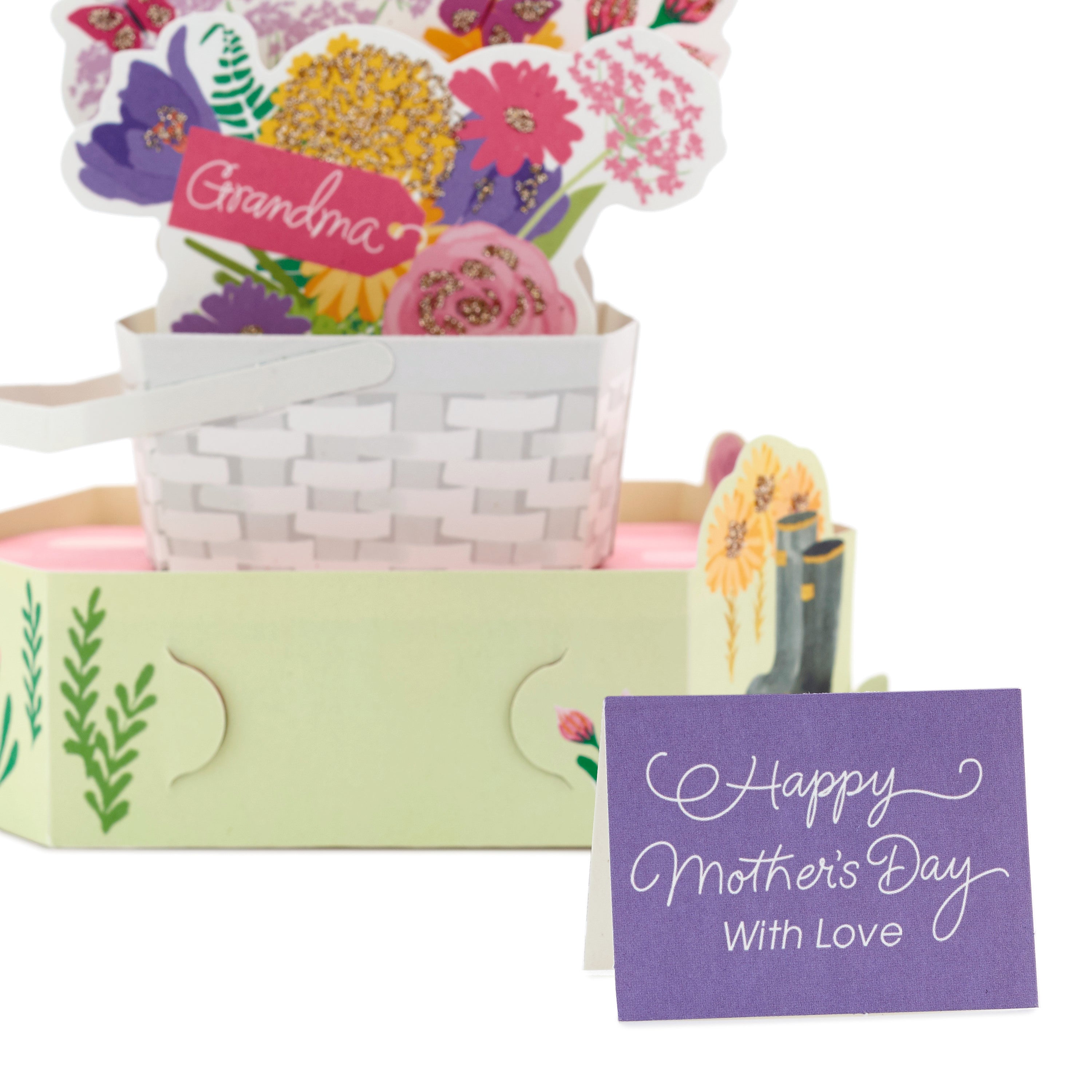 Pop Up Mothers Day Card for Grandma (Displayable Basket of Flowers)