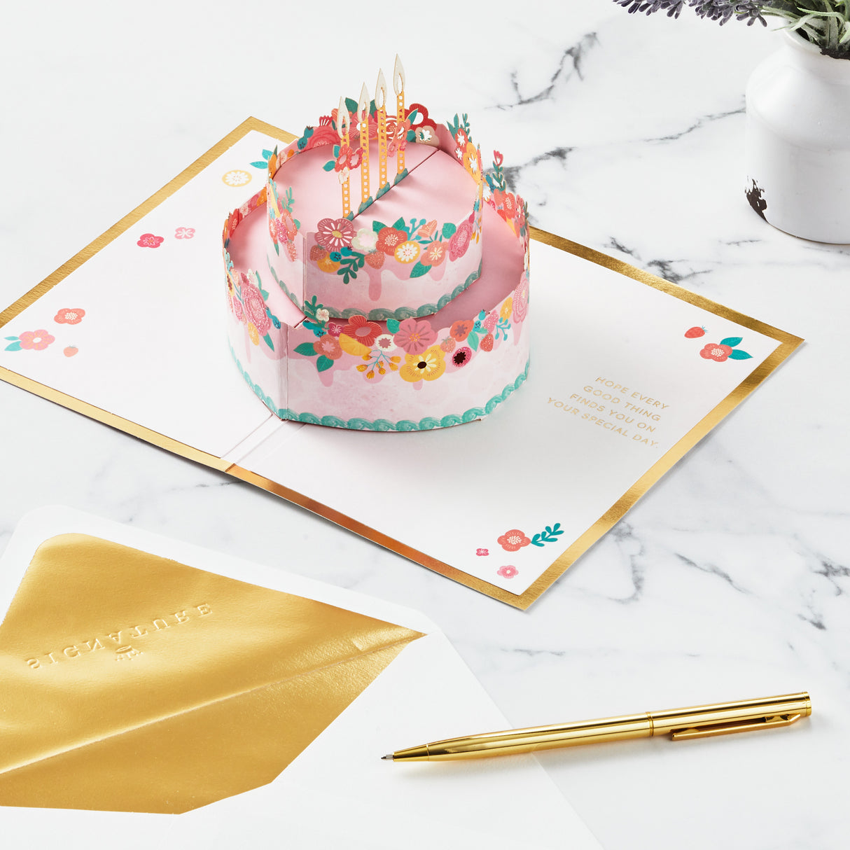  Signature Paper Wonder Pop Up Birthday Card for Women (Floral Birthday Cake)