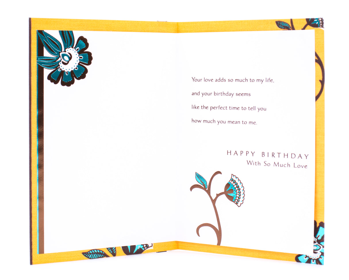 Birthday Card for Husband (Brown and Blue Floral)