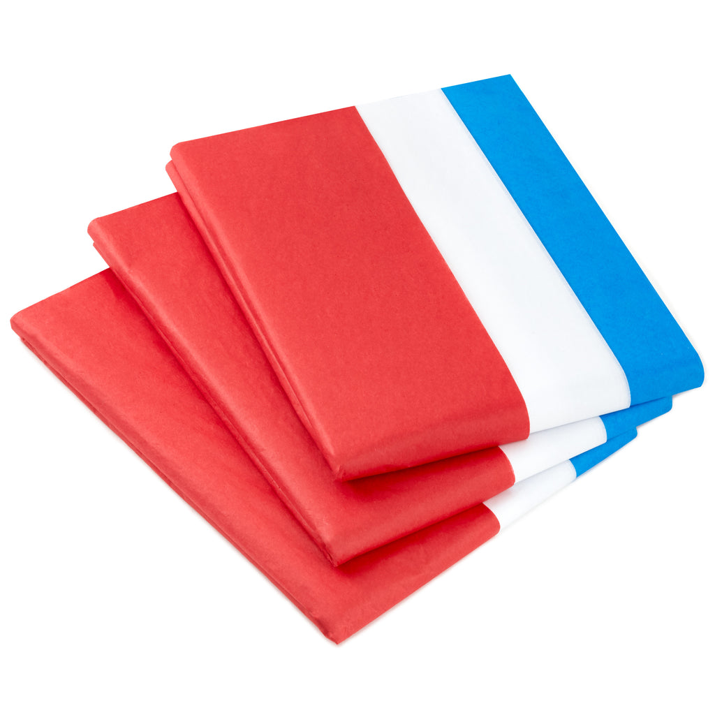 Red, White and Blue Bulk Tissue Paper (120 Sheets) for Gift Bags, Birthdays, Graduations, Fourth of July, Christmas, Hanukkah
