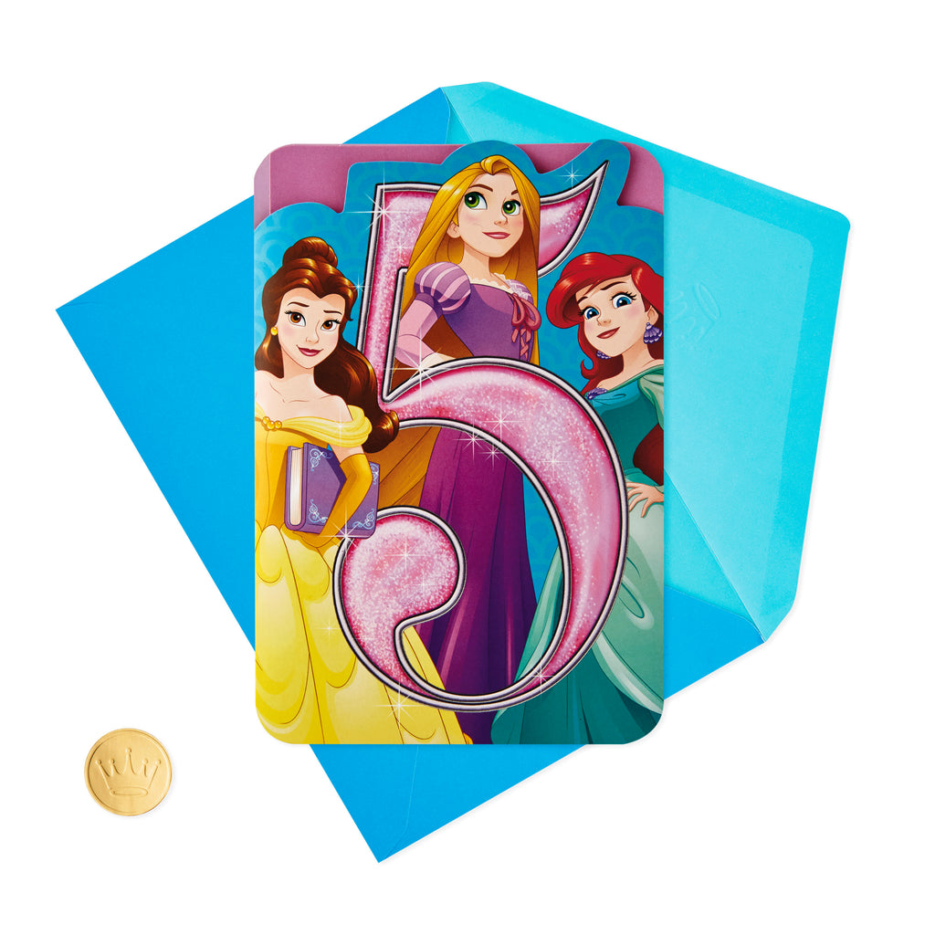 5th Birthday Card with Sound for Girl (Disney Princesses)