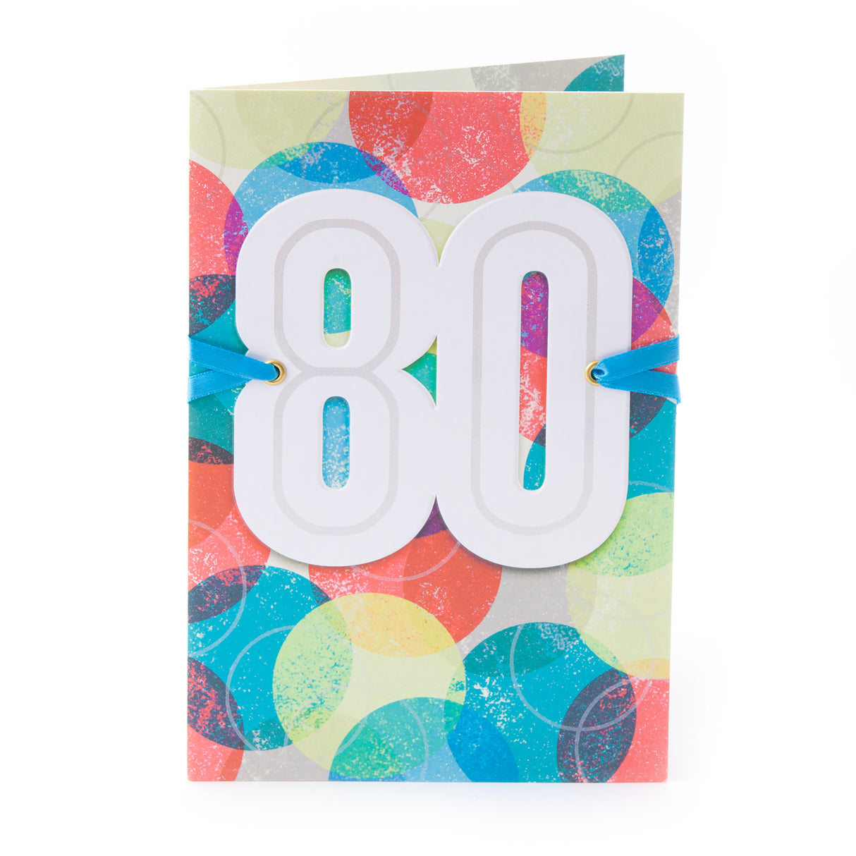 80th Birthday Greeting Card (Color Orbs)