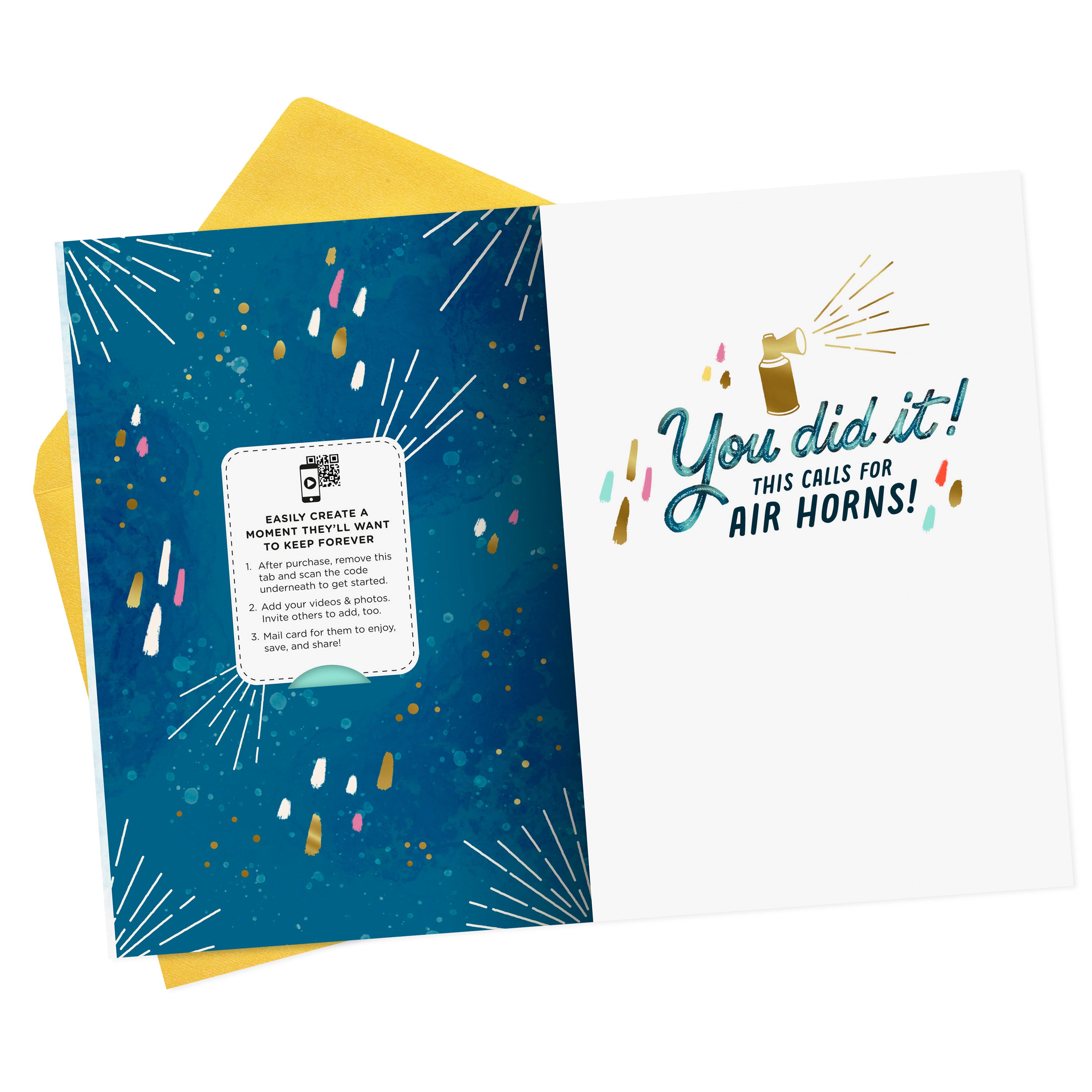 Personalized Video Graduation Card, Air Horns (Record Your Own Video Greeting)