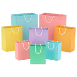 Recyclable Gift Bag Assortment (8 Bags: 3 Small 6", 3 Medium 9", 2 Large 13") Pastel Blue, Pink, Yellow, Purple, Orange, Green for Birthdays, Easter, Baby Gifts, Bridal Showers