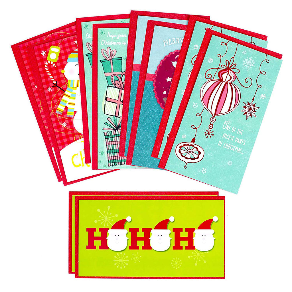 Christmas Money or Gift Card Holder Assortment, Blue and Red (10 Cards with Envelopes)