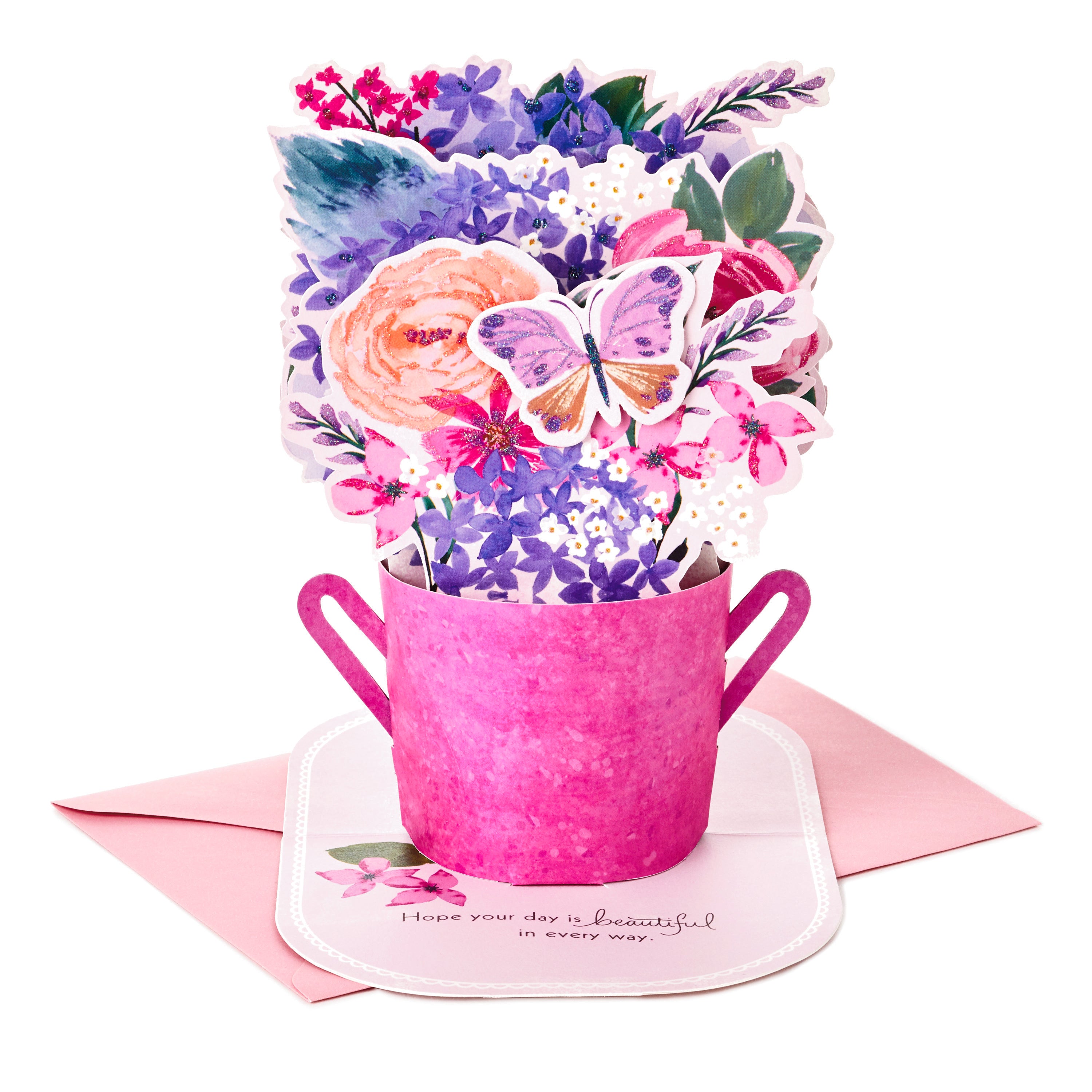 Paper Wonder Mothers Day Pop Up Card (Purple Flower Bouquet, Beautiful in Every Way)