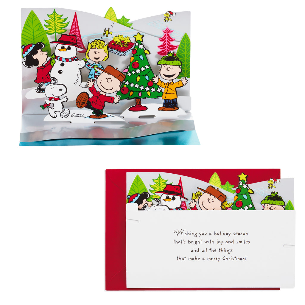 Peanuts Paper Craft Boxed Christmas Cards, Pop Up Winter Scene (5 Cards with Envelopes)